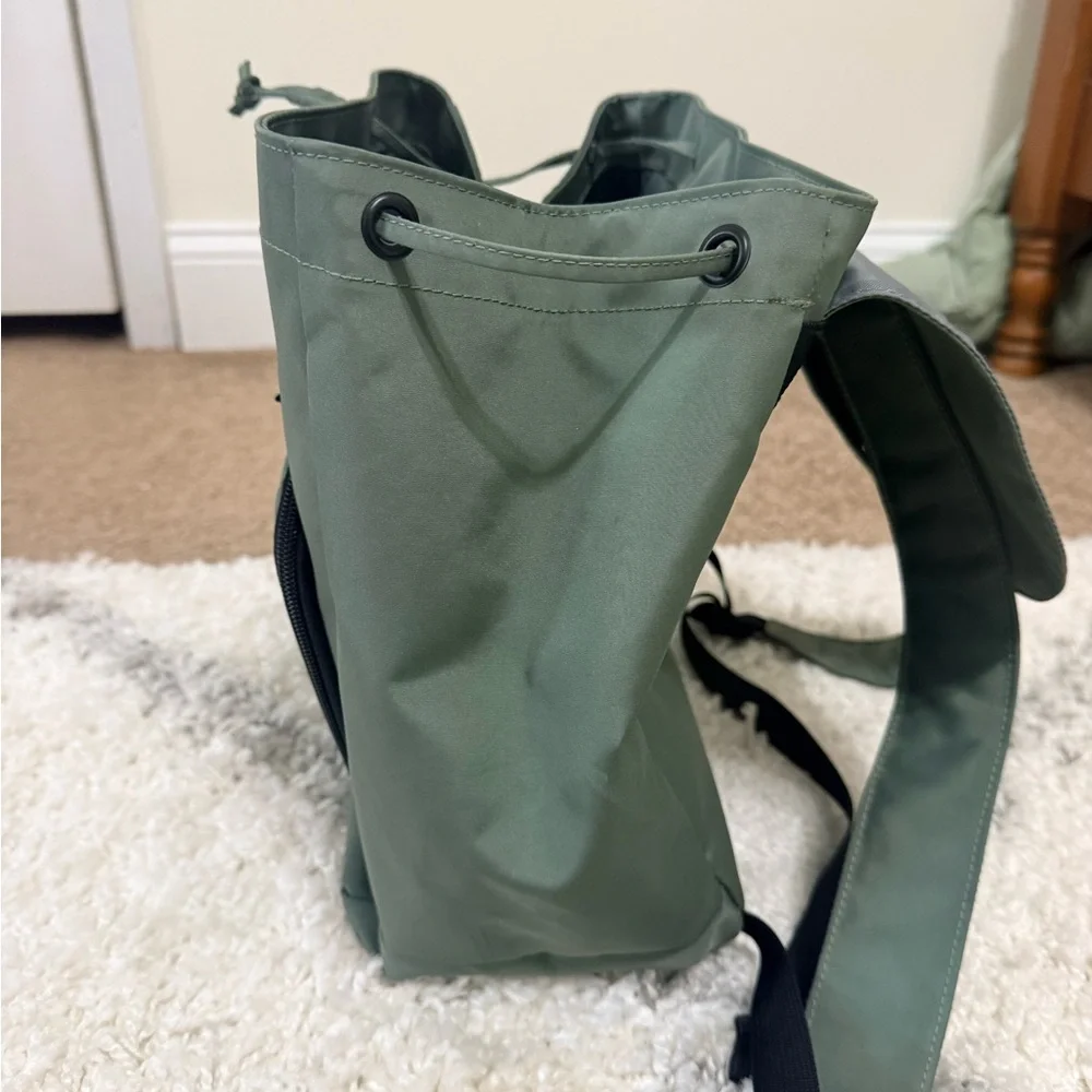 L.L. Bean olive green backpack with black trim